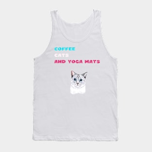 Coffee cats and yoga mats funny yoga and cat drawing Tank Top